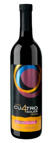 Vino CUATRO SOLES Tinto Afrutado 11% alc. 750mL